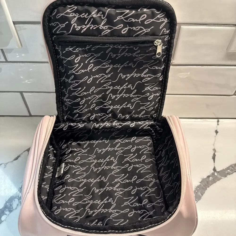 Karl Lagerfeld Maybelle Kat Pink Toiletry Makeup Bag RARE
